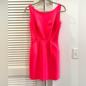 Milly Bateau Sleeveless Mini Dress in neon pink
